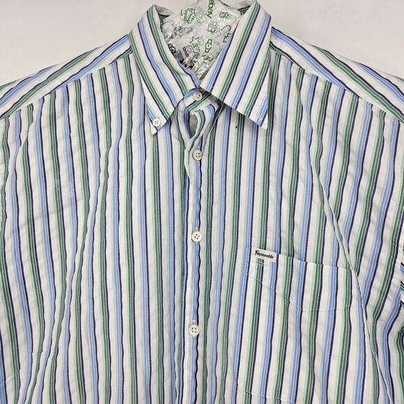 Faconnable Shirt Mens Medium Button Down Long Sleeve Casual Preppy FLAWS - Picture 2 of 12